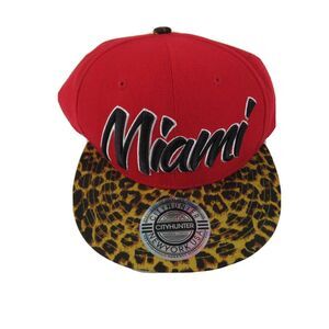 Miami Florida Hat Cap Red‎ Animal Print City Hunter USA